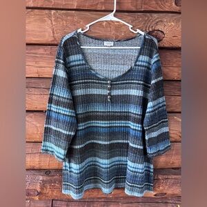Avenue size 2x Blue and Gray Striped Top